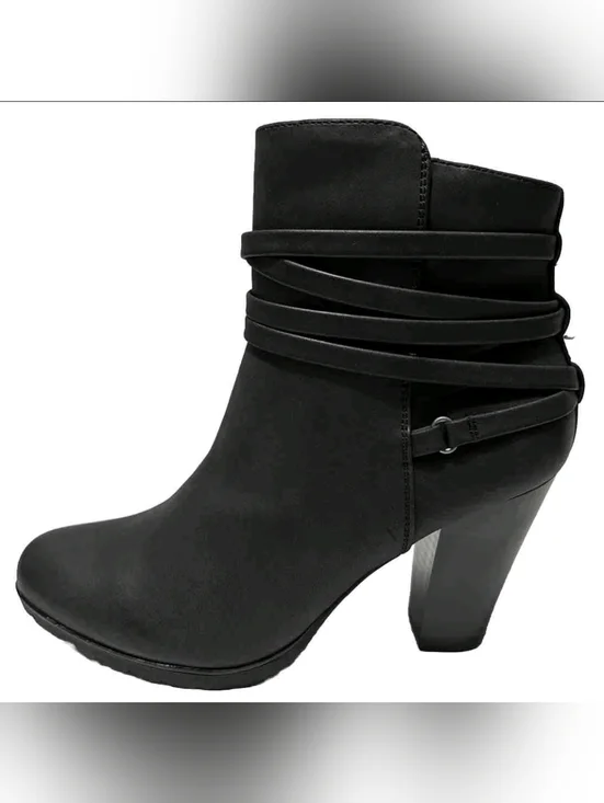 WHITE MOUNTAIN Women's Spade Heeled, Lug Sole, Wrapped Ankle Booties - Picture 1 of 12